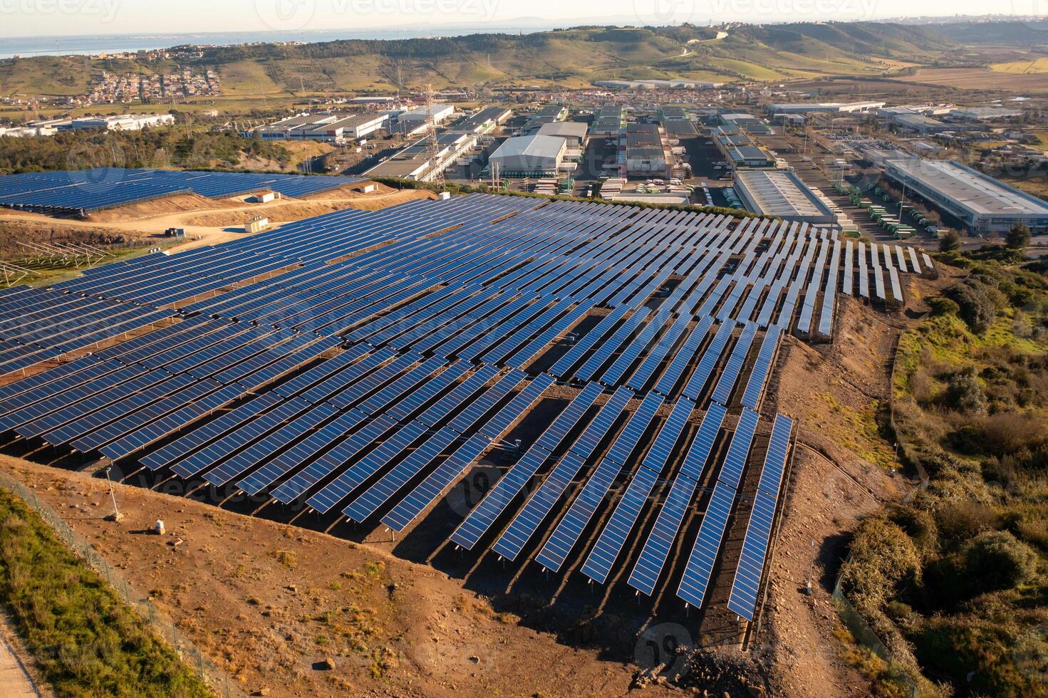 ekologi sol- kraft station paneler foto