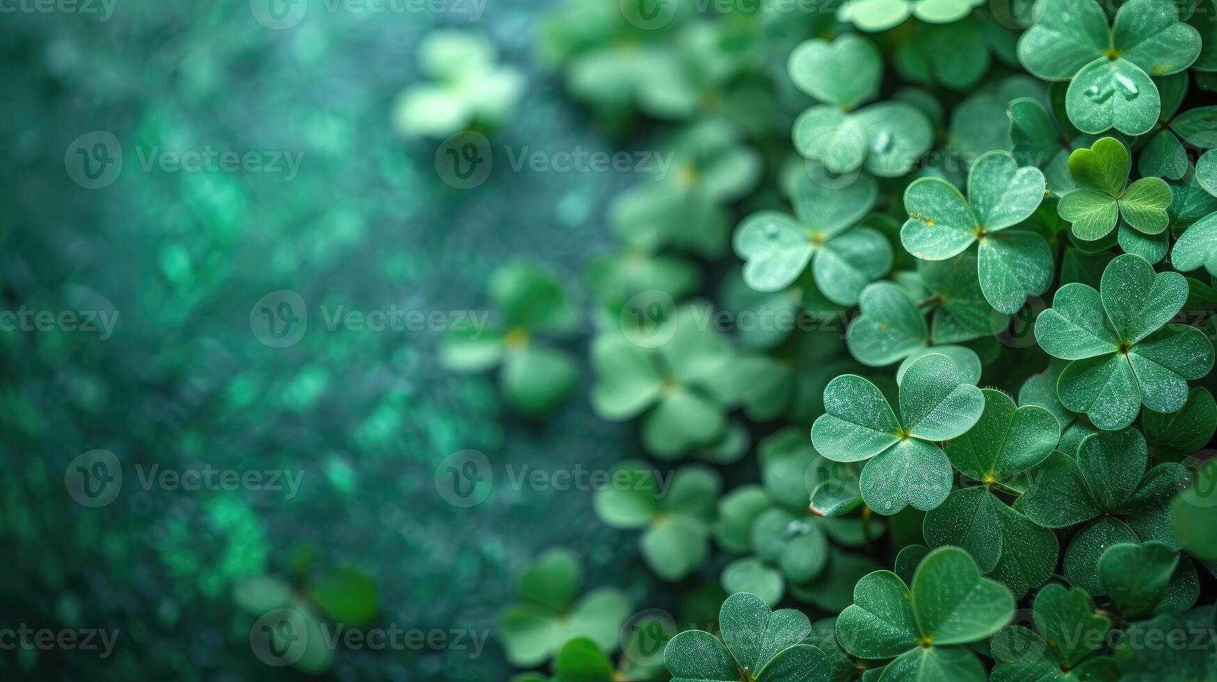 ai genererad shamrocks smyckande en vibrerande grön bakgrund, förkroppsligande de anda av st. Patricks dag firande, ai genererad. foto