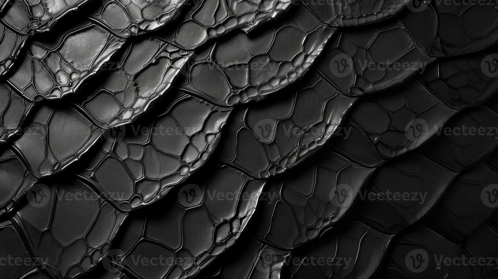 ai genererad reptil- elegans möter textur i en bakgrund av svart läder, ai genererad. foto