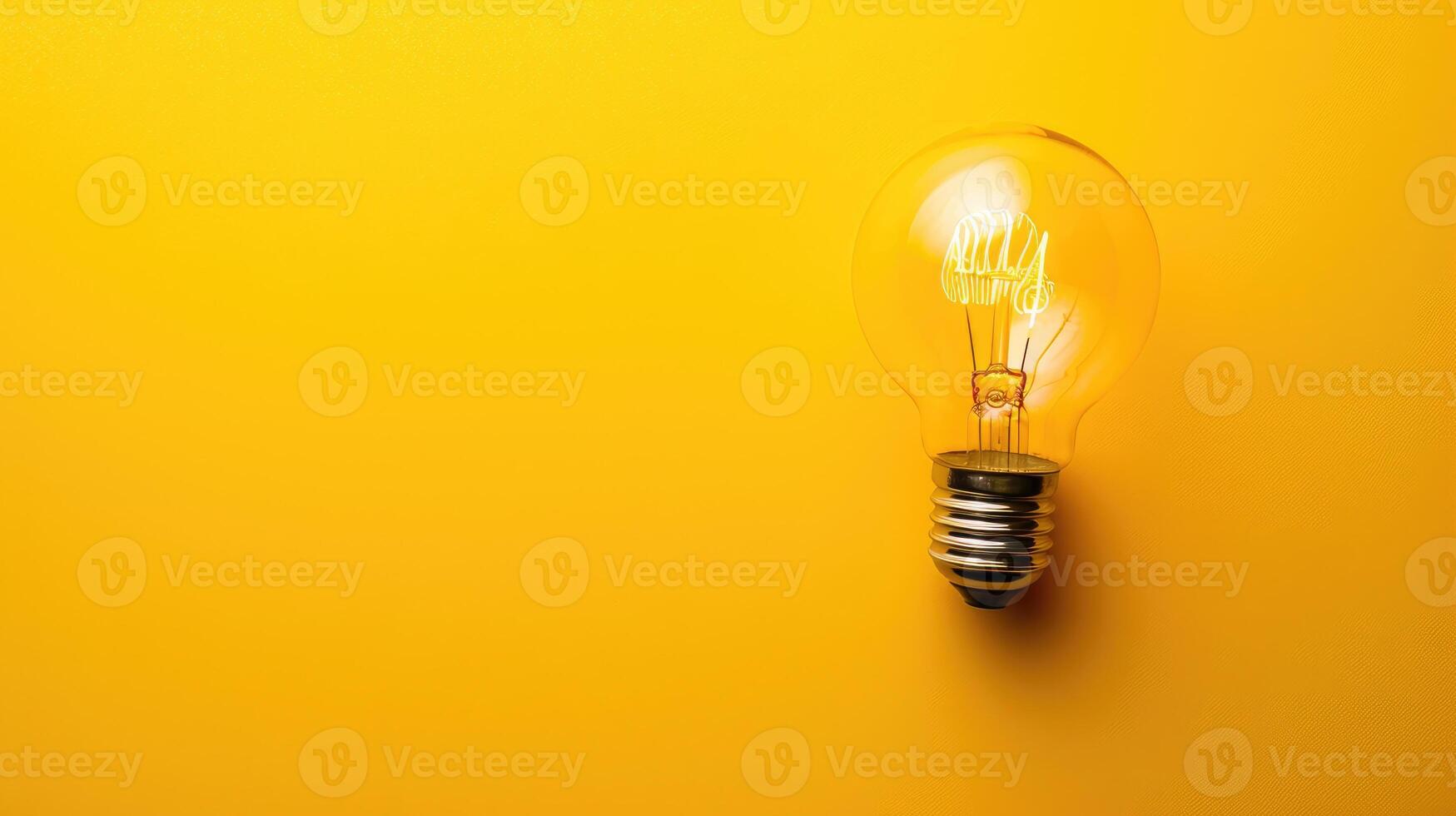 ai genererad årgång och modern edison lampa visat upp mot en ljus gul bakgrund, ai genererad. foto
