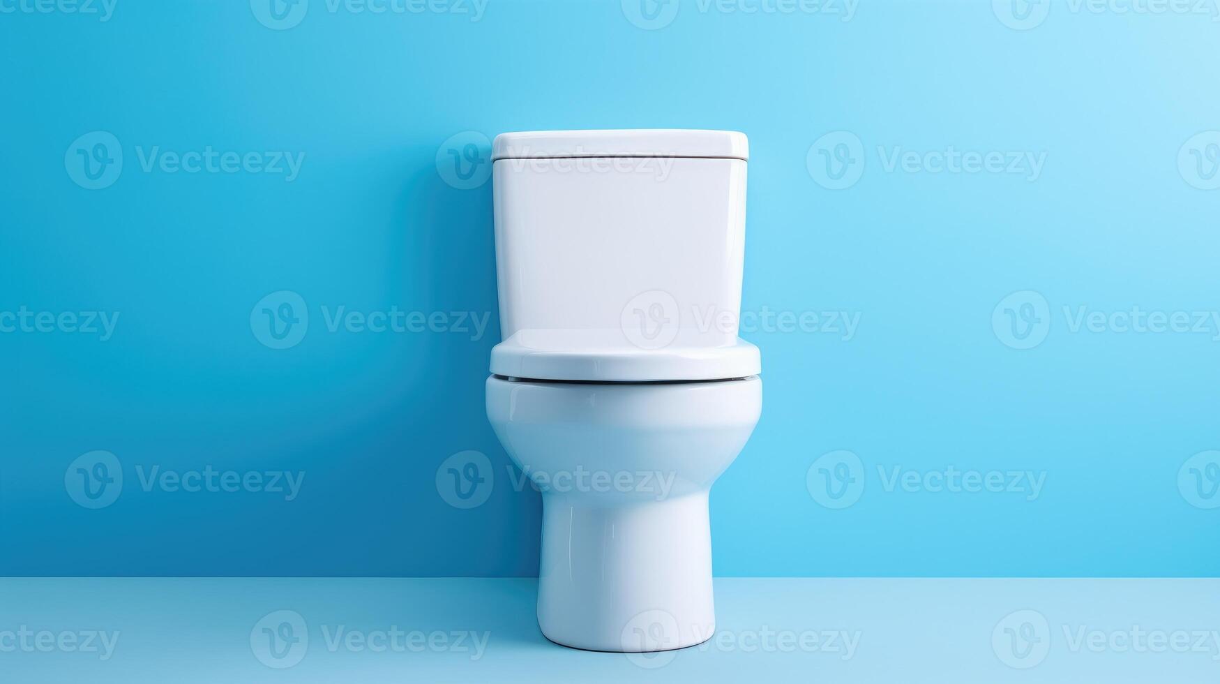 ai genererad isolerat, elegant vit toalett mot vibrerande blå vägg i minimalistisk badrum. modern enkelhet, ai genererad. foto