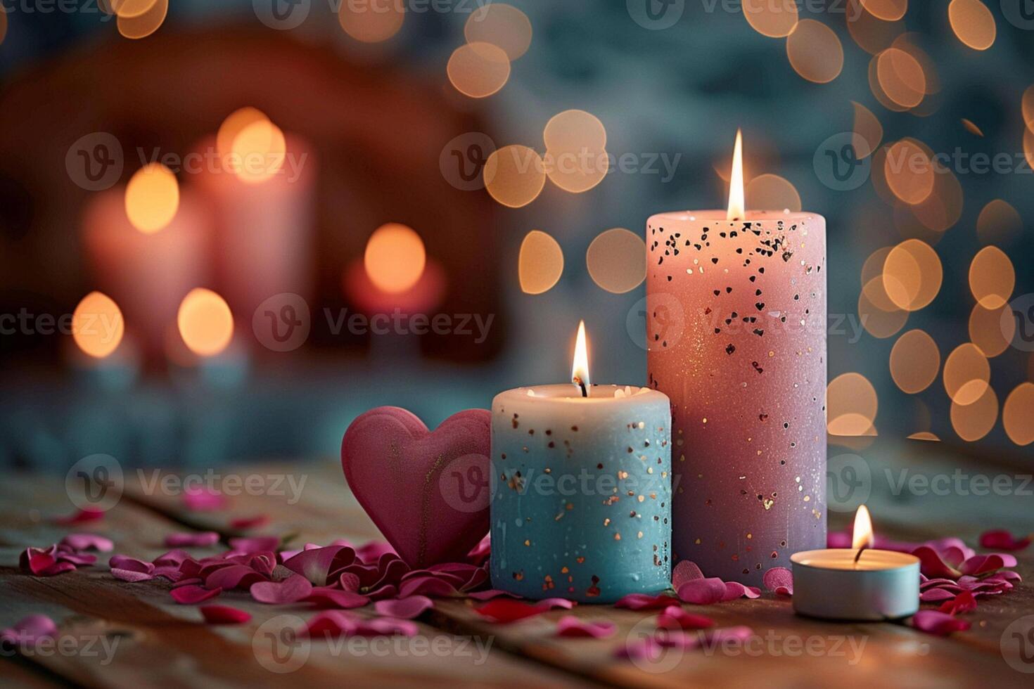 ai genererad handgjort kärlek valentines dag ljus skapa en romantisk bakgrund foto