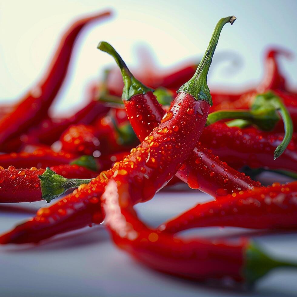 ai genererad levande röd varm chili paprikor stänga upp, skapande en djärv visuell för social media posta storlek foto