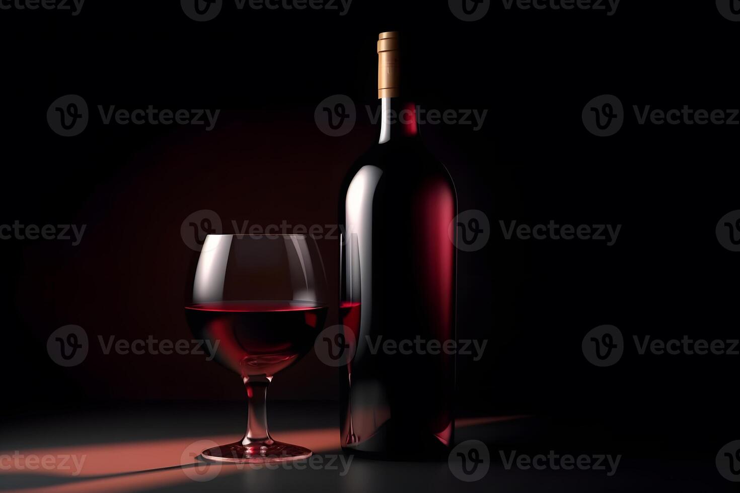 ai genererad flaska av vin på en mörk bakgrund. beaujolais nouveau. neuralt nätverk ai genererad foto