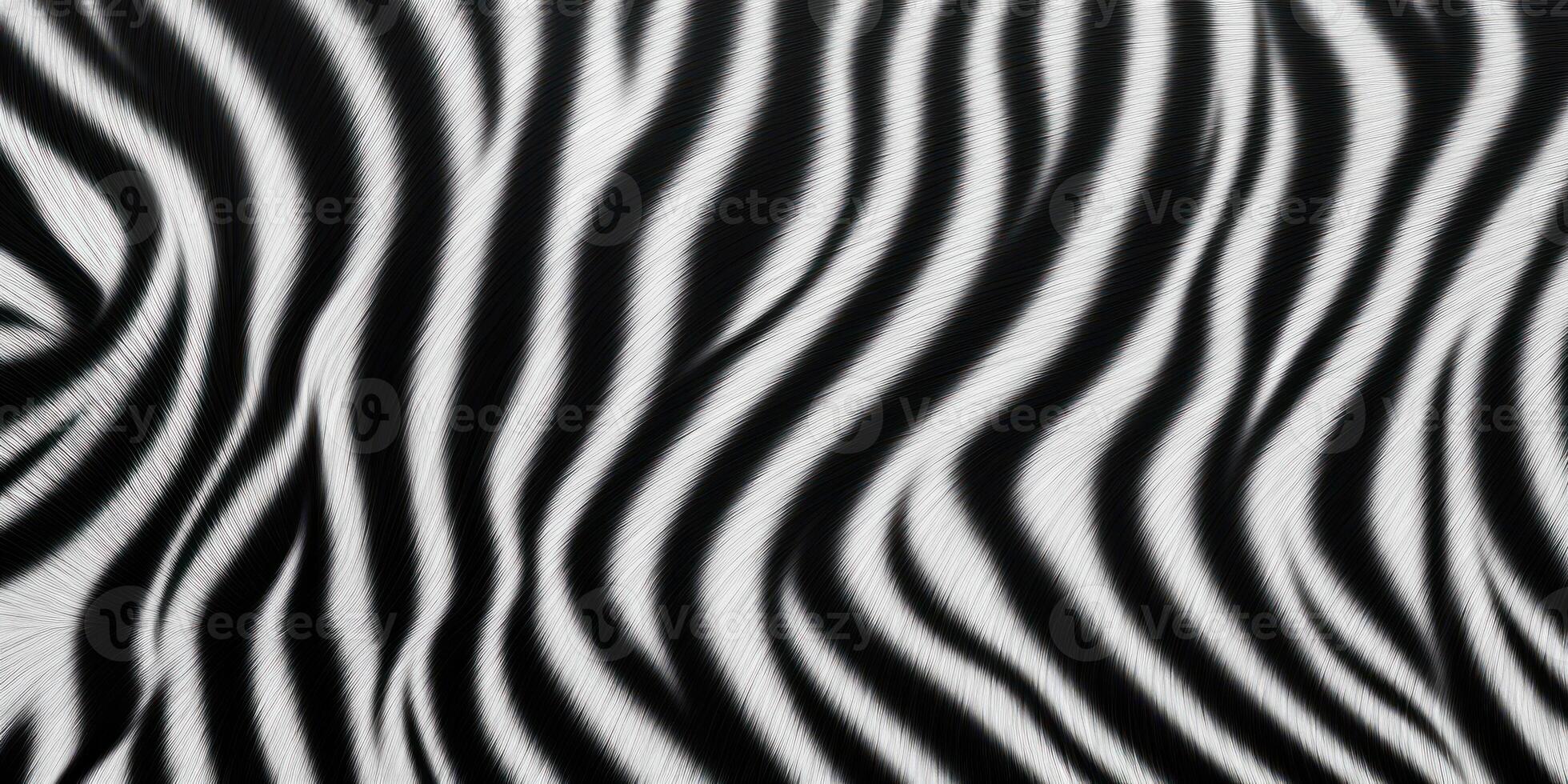 ai genererad zebra Ränder, svart och vit djur- hud textur. vilda djur och växter mönster bakgrund foto