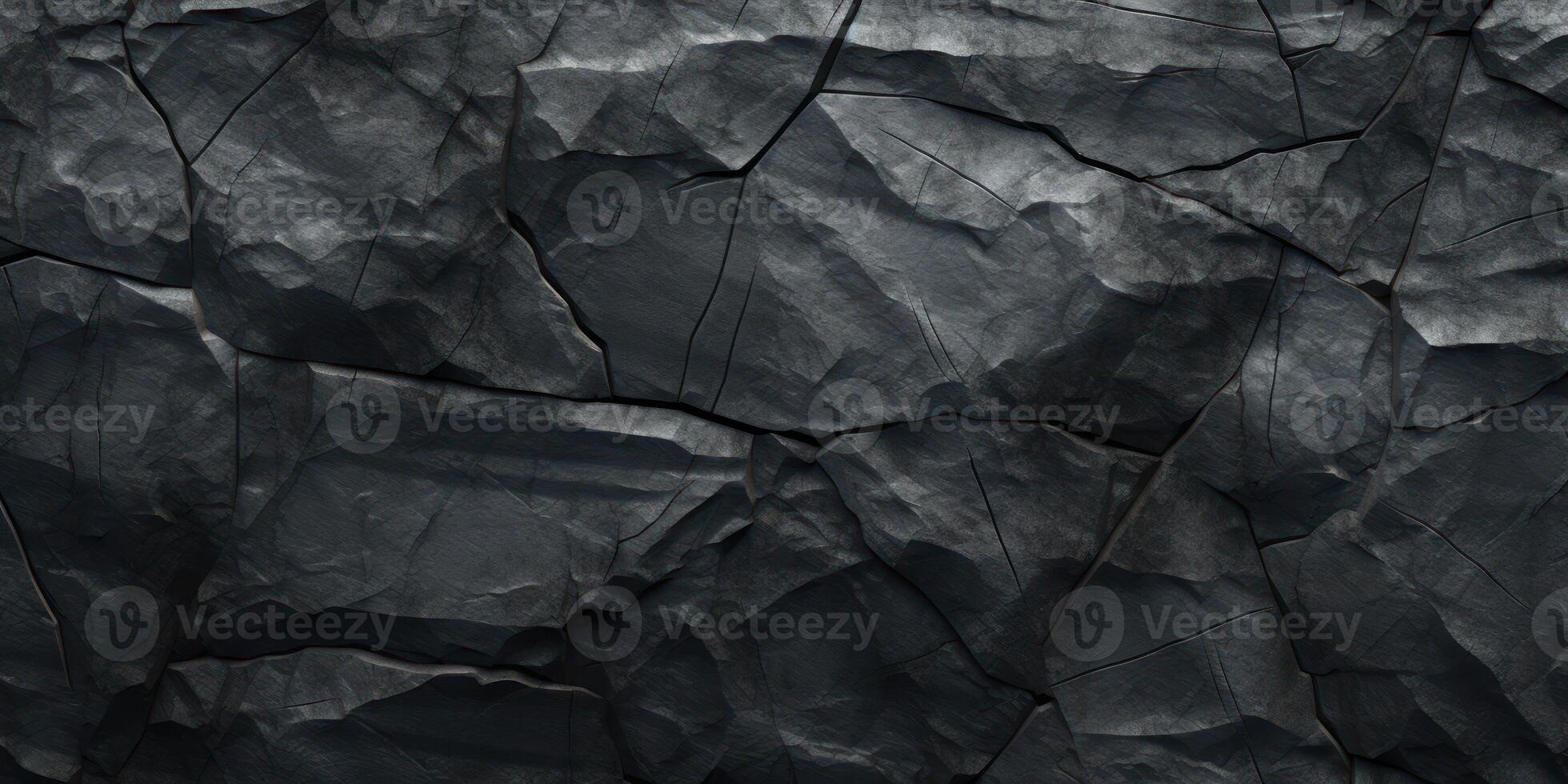 ai genererad svart knäckt sten bakgrund. grov yta fractured textur. betong bruten vägg foto
