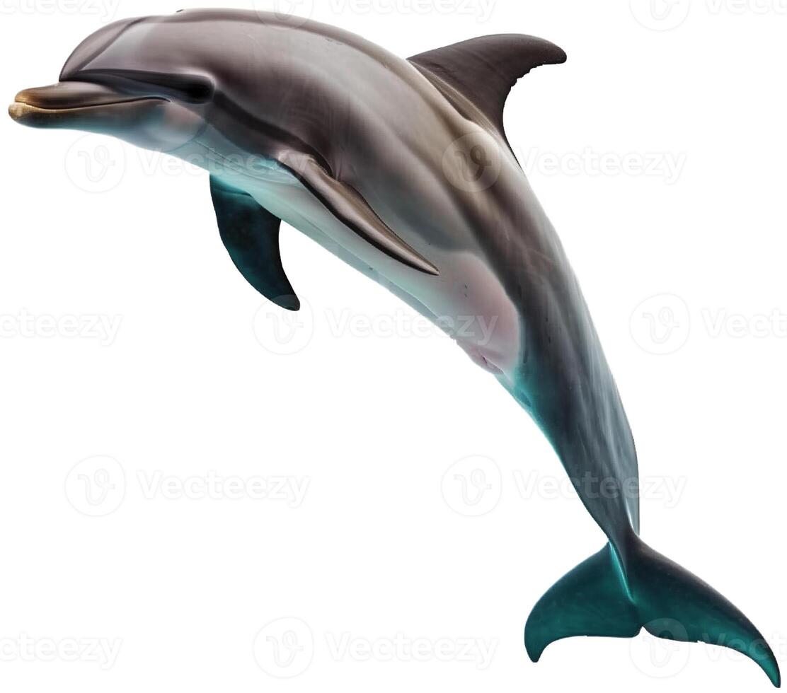 ai genererad delfin på vit isolerat bakgrund foto