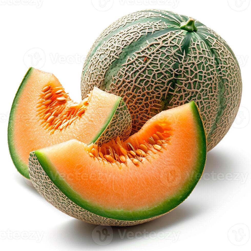 ai genererad mogen melon på en vit isolerat bakgrund - ai genererad bild foto