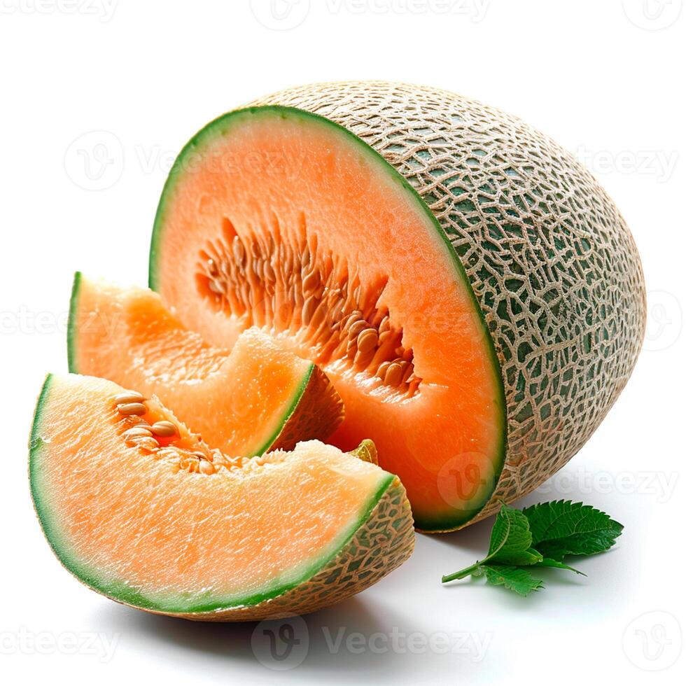 ai genererad mogen melon på en vit isolerat bakgrund - ai genererad bild foto