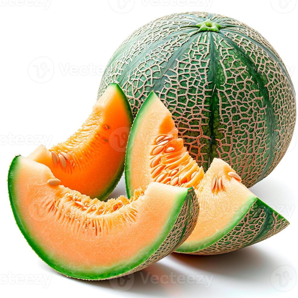 ai genererad mogen melon på en vit isolerat bakgrund - ai genererad bild foto