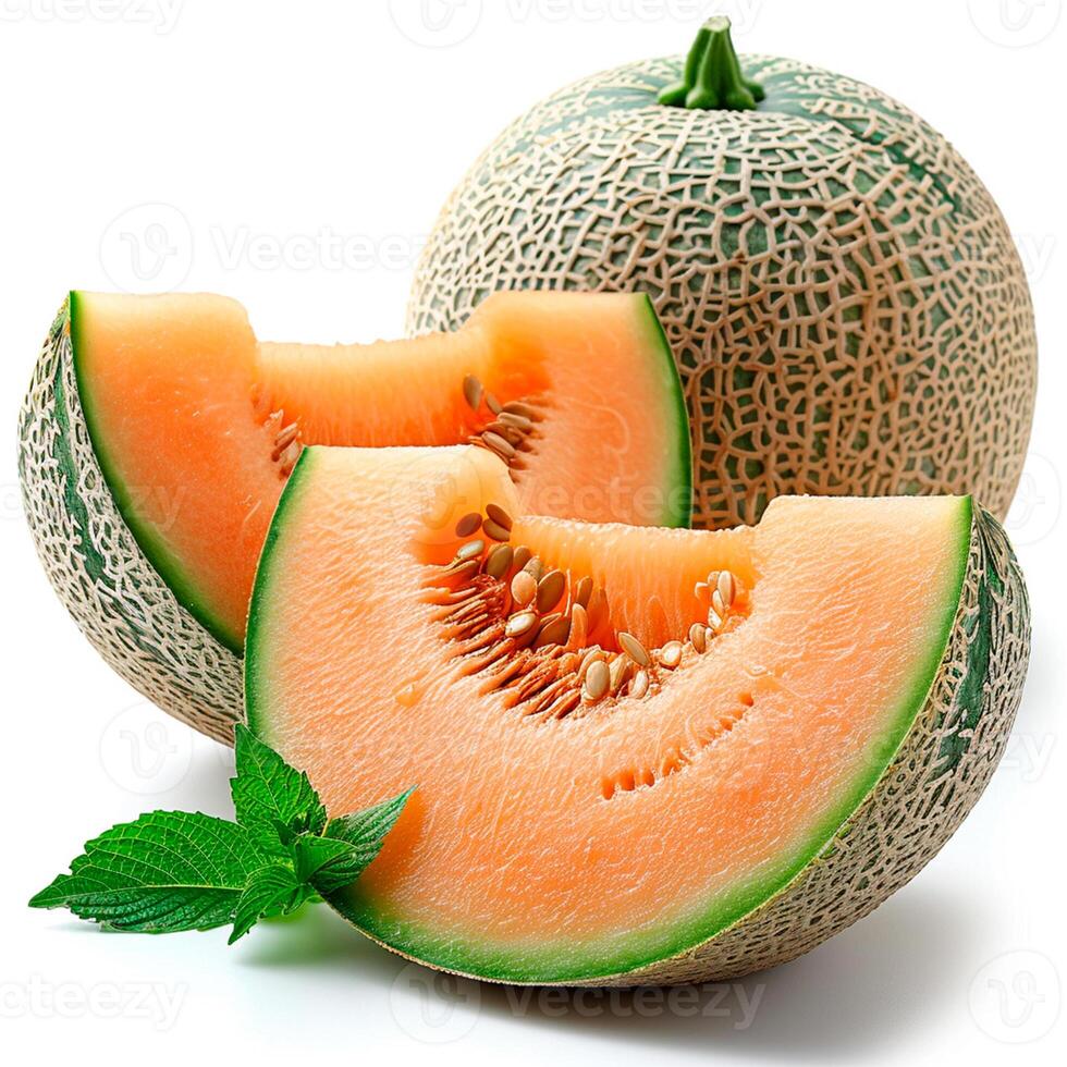 ai genererad mogen melon på en vit isolerat bakgrund - ai genererad bild foto