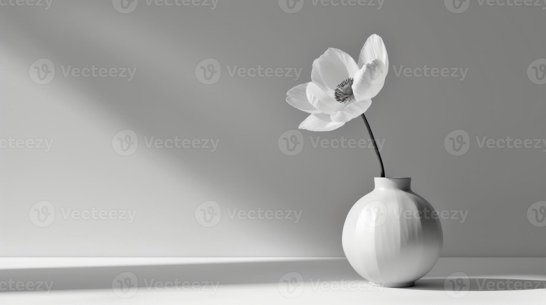 ai genererad fortfarande liv av vit blomma. kopia Plats. foto