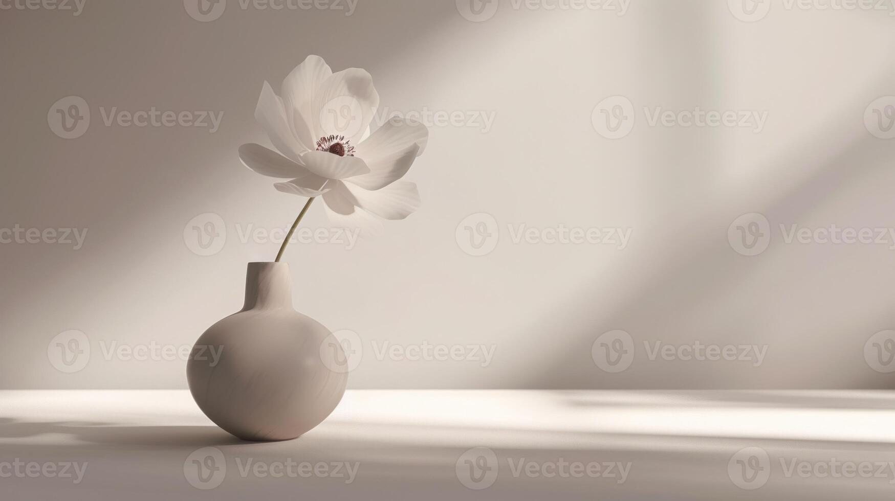 ai genererad fortfarande liv av blomma i beige vas. kopia Plats. foto