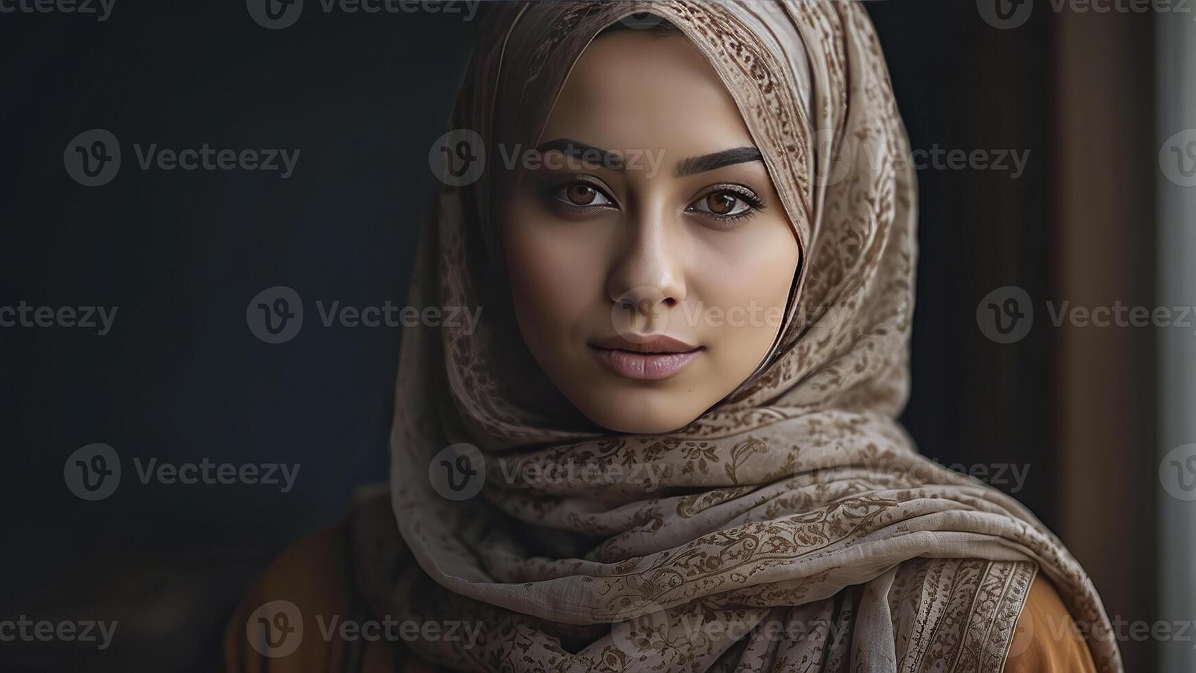 ai genererad porträtt av en Söt ung muslim kvinna, porträtt av en kvinna, Söt muslim kvinna foto