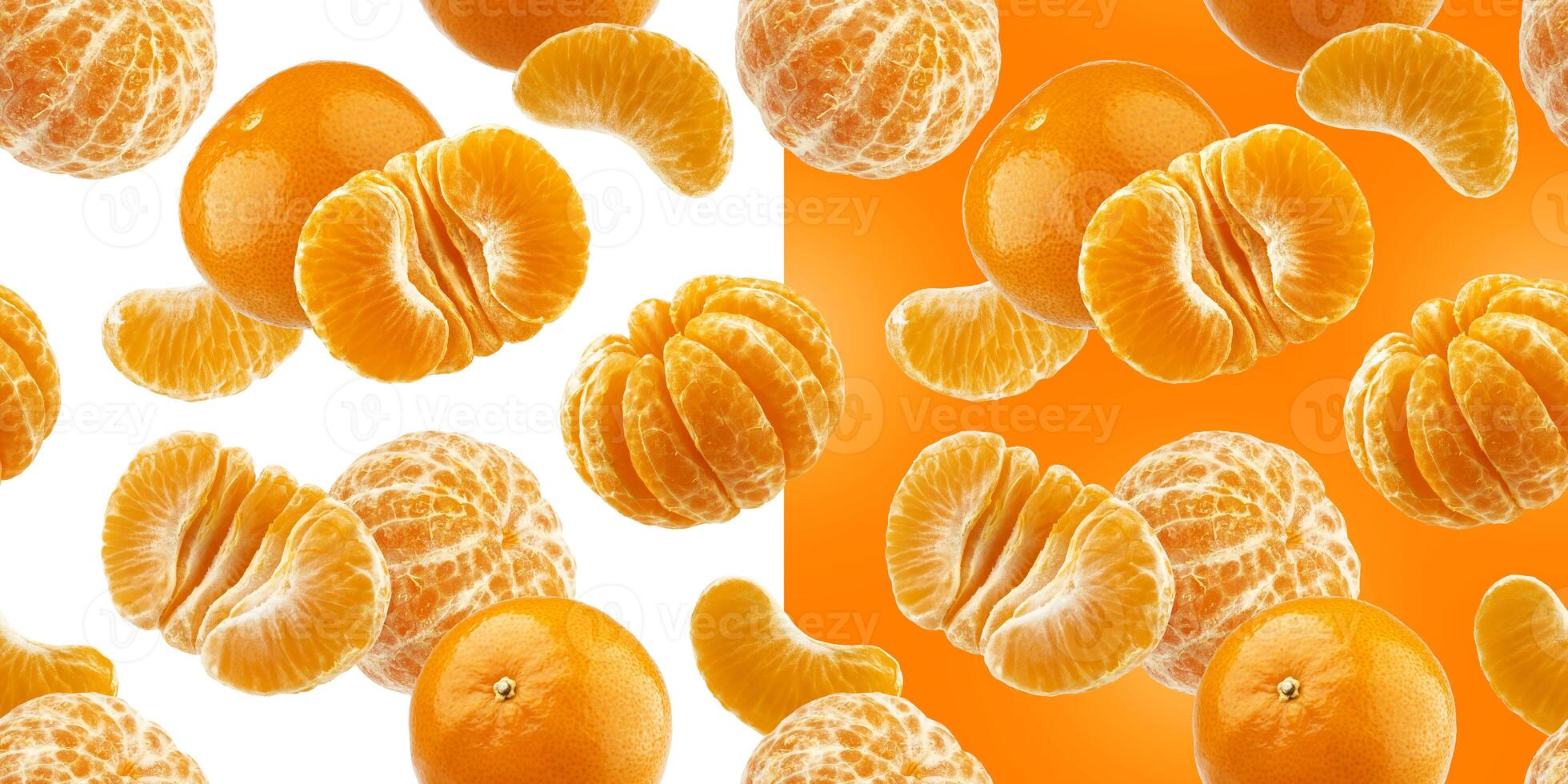 mandarine sömlös mönster, mandarin, clementine isolerat på vit bakgrund foto