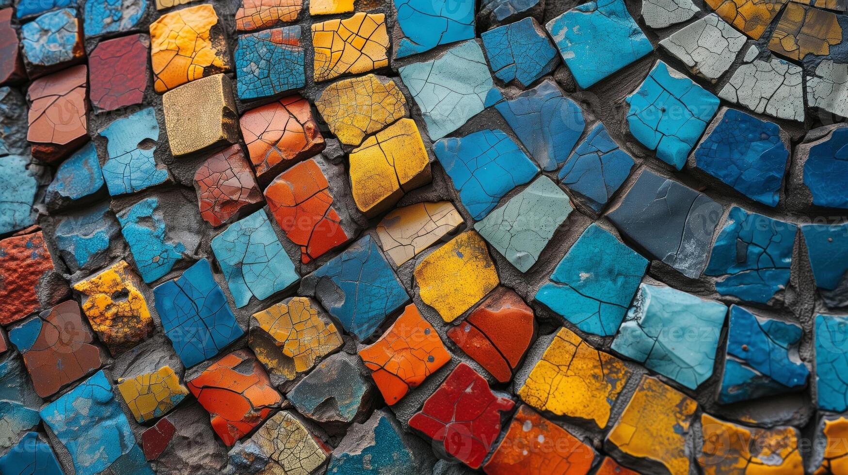 ai genererad färgrik kaklade mosaik- abstrakt textur bakgrund i hög grad detaljerad foto