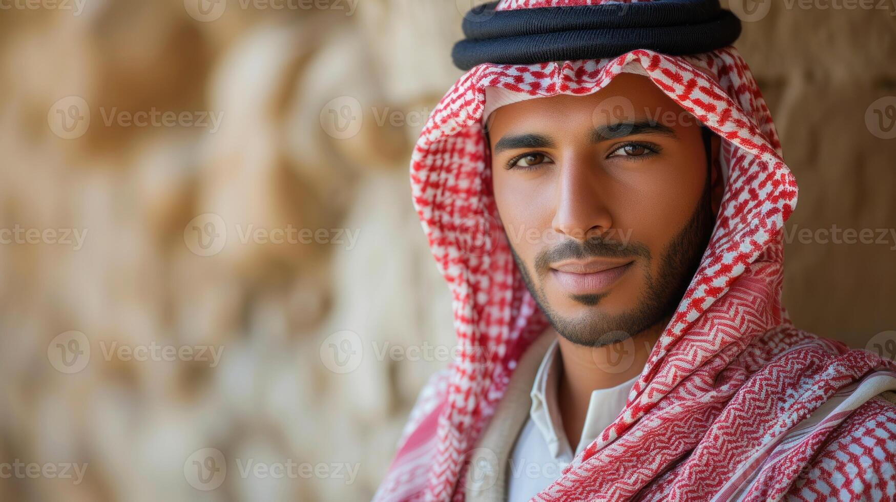 ai genererad porträtt av arab man, muslim man mitten öst foto