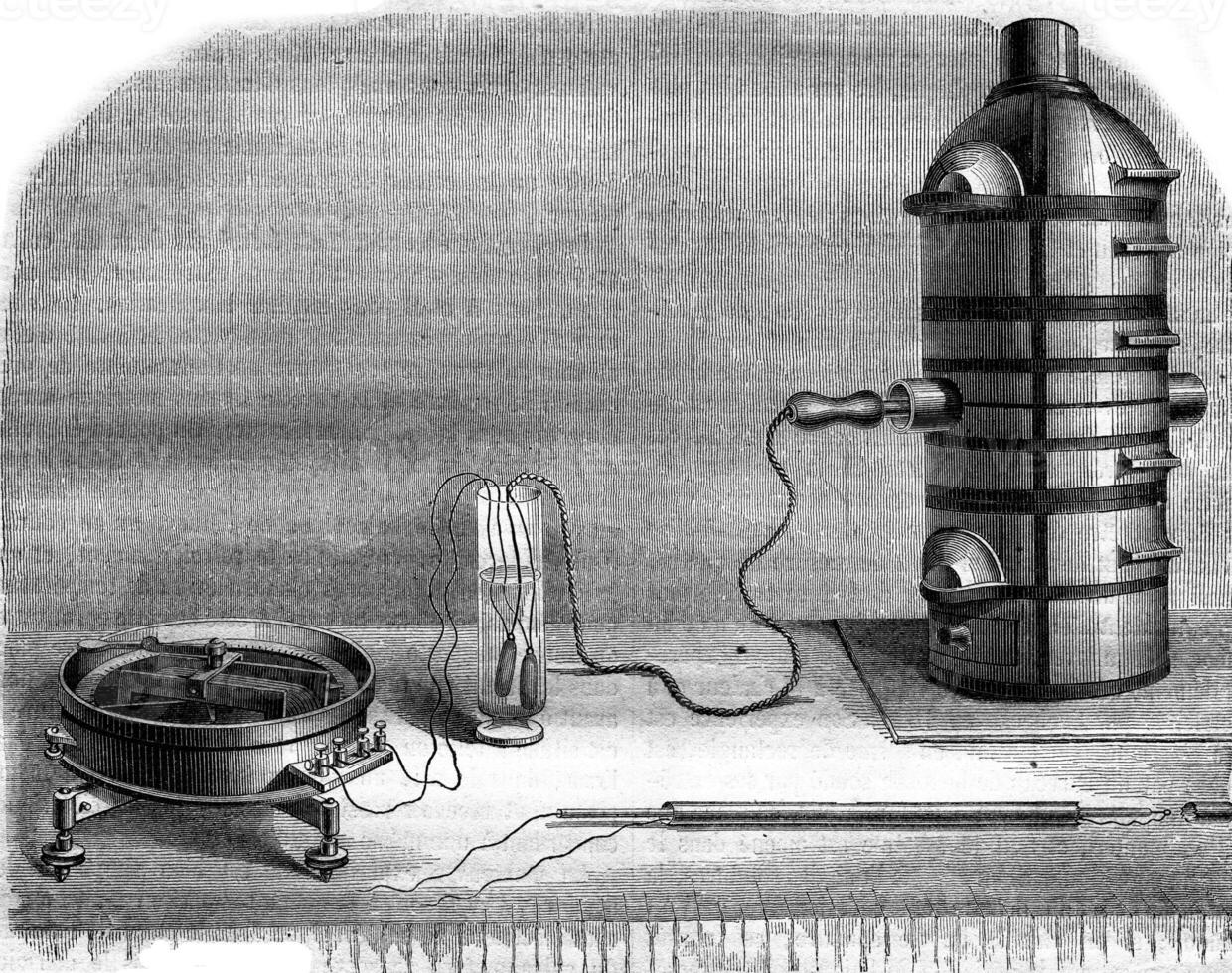 elektrisk pyrometer, årgång gravyr. foto