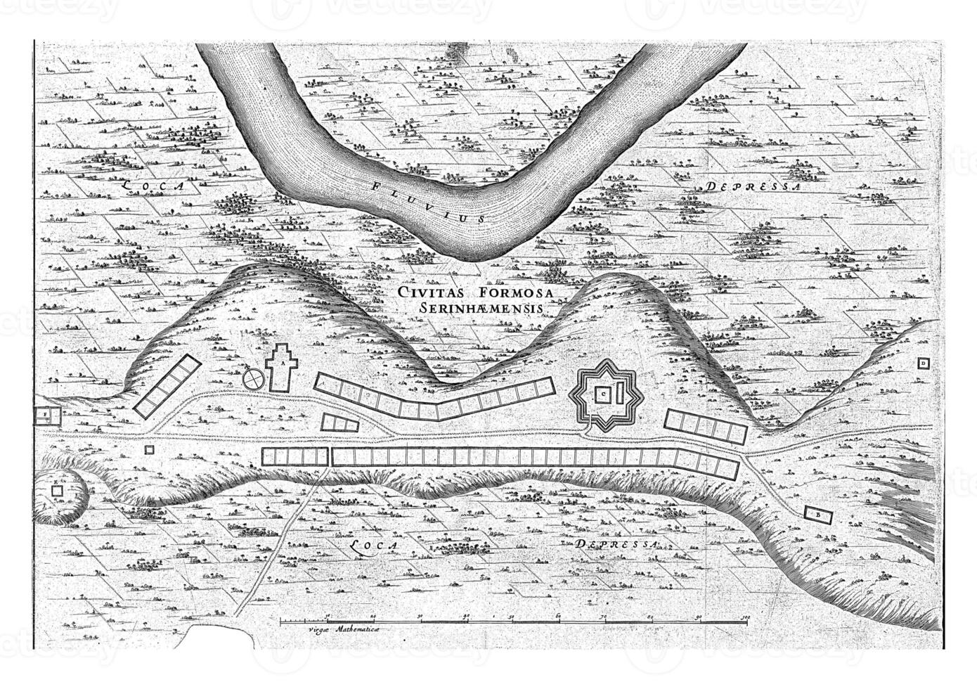 Karta av serinhaem, 1637, årgång illustration. foto