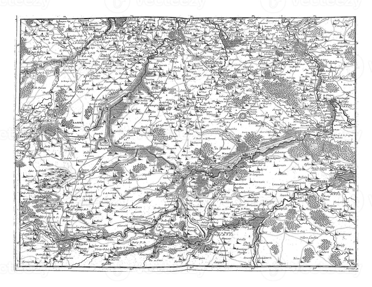 Karta av nordlig Frankrike, årgång illustration. foto