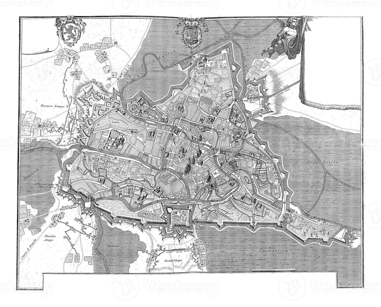 Karta av Gent, årgång illustration. foto