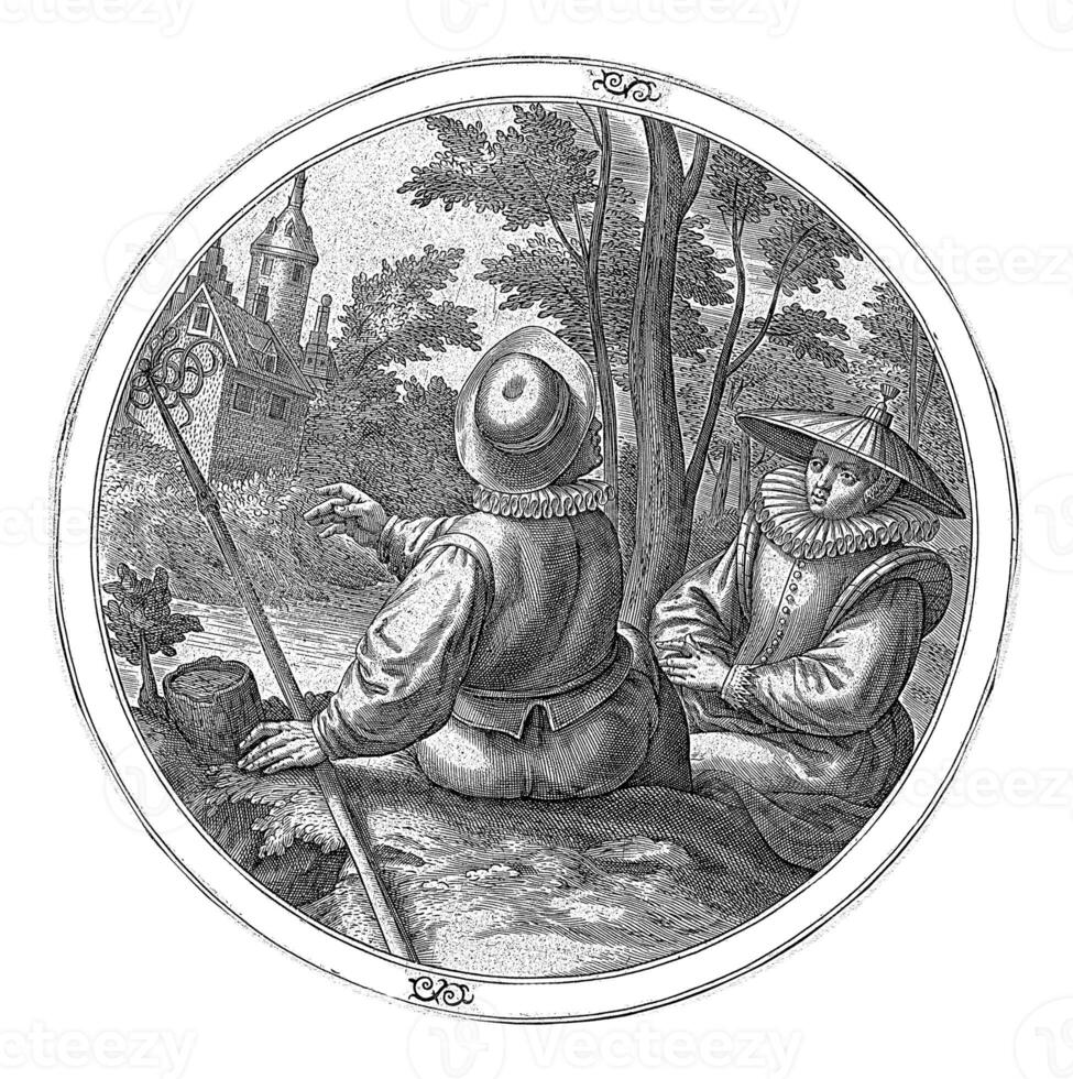 fiskare och en kvinna, anonym, 1550 - 1610 foto