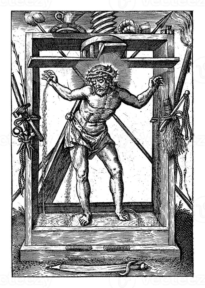 christ i de vin Tryck, hieronymus wierix, 1563 - innan 1619 foto