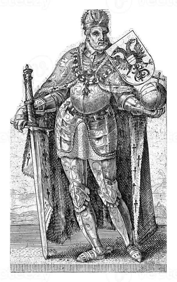 porträtt av charles v av habsburg, tysk kejsare, kung av spanien, adriaen matham, 1620 foto