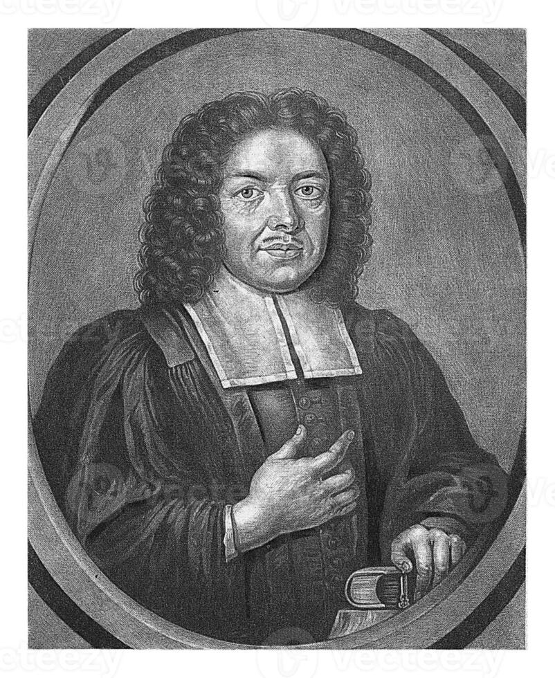 porträtt av de predikant michael hoernlein, pieter schenk jag, efter seyfried lammers, 1670 - 1713 foto