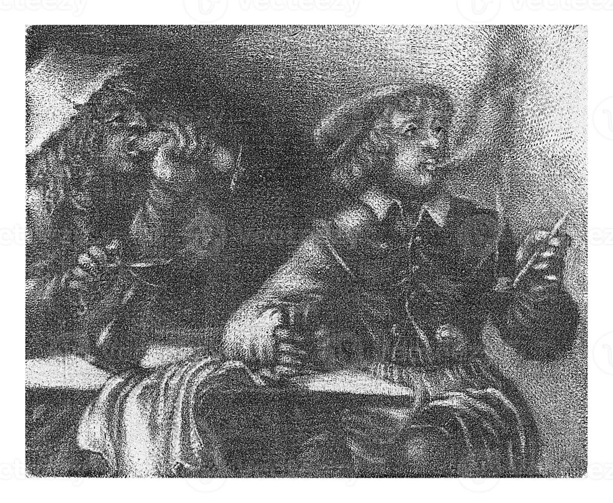 rökning och äter män, jacobus harrewijn, 1690 foto