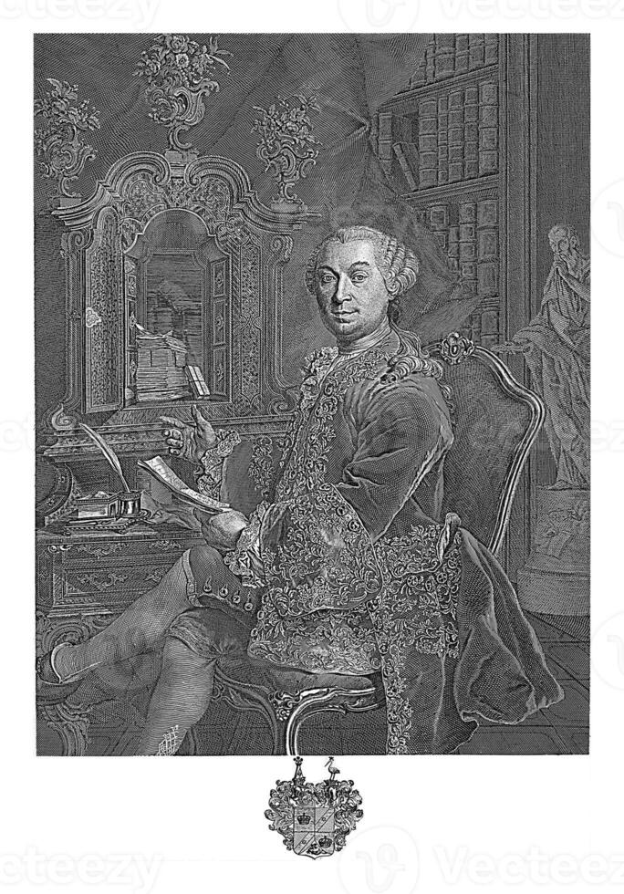 porträtt av gustav georg kanig von kanigsthal, jakob matthias schmutzer, 1759 foto