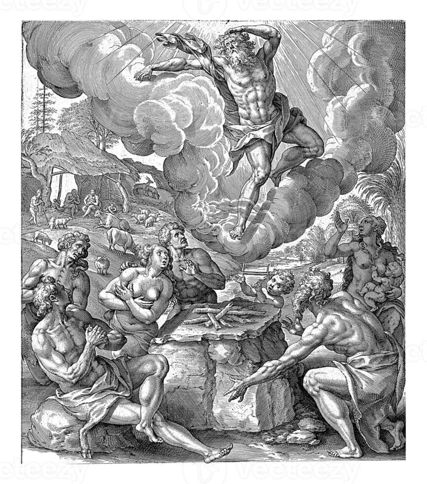 uppstigning av enoch, hieronymus wierix, efter maerten de vos, 1582 - 1583 foto