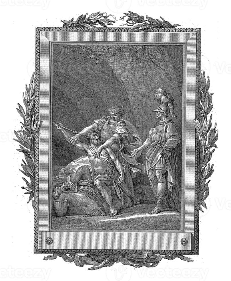 philoctetes böjd på hämnd, jean-baptiste tilliard, efter charles Monnet, 1785 foto