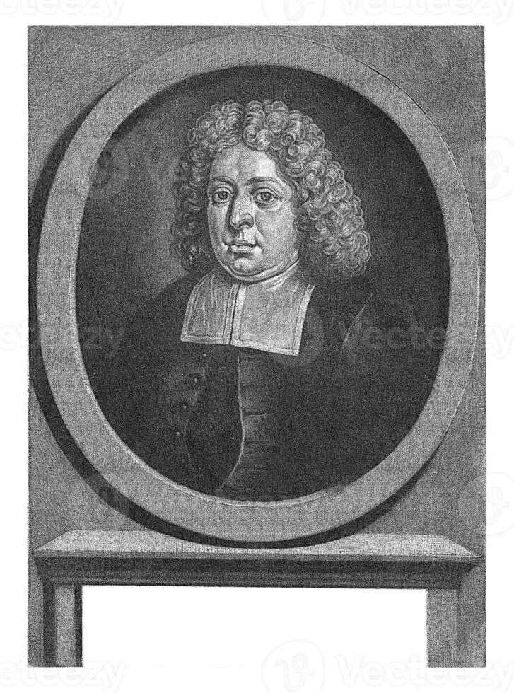 porträtt av de teolog michael Arnoldi, Jacob gole, efter bernardus skåpbil schijndel, 1670 - 1724 foto