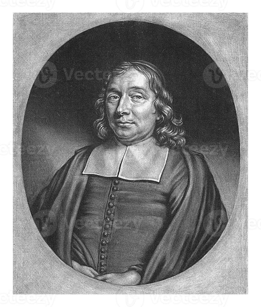 porträtt av bernardus homoet, Jacob gole, 1675 - 1699 bernardus homoet, predikant i amsterdam. foto