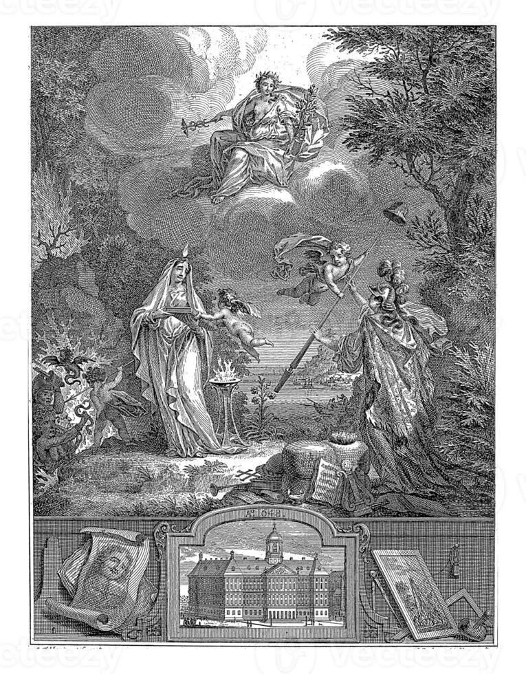 allegori av de 100:e årsdag av dutch frihet, 1648-1748 foto