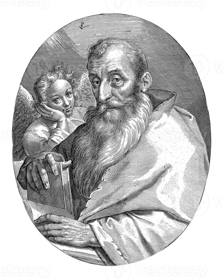 evangelist Matteus, knaprig skåpbil de passe jag, efter gortzius geldorp, 1574 - 1637 foto