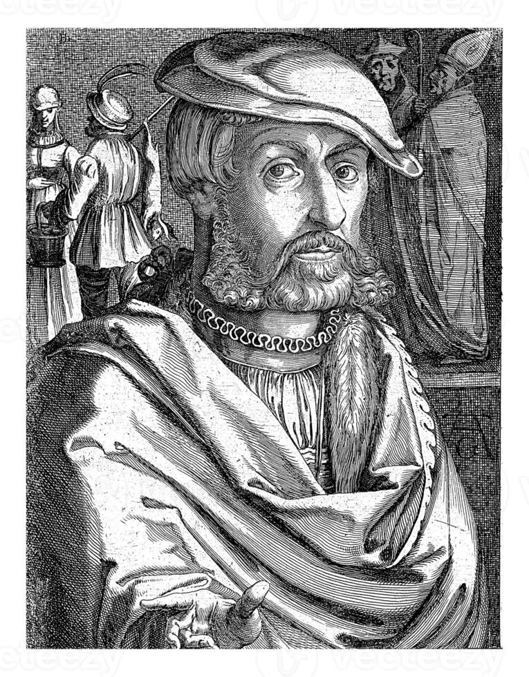 porträtt av heinrich aldegrever, Simon frisius, 1610 foto
