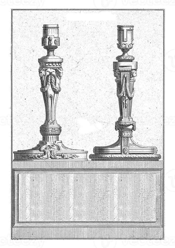 två ljusstakar, jean francois fyrtio, 1775 - 1790 foto