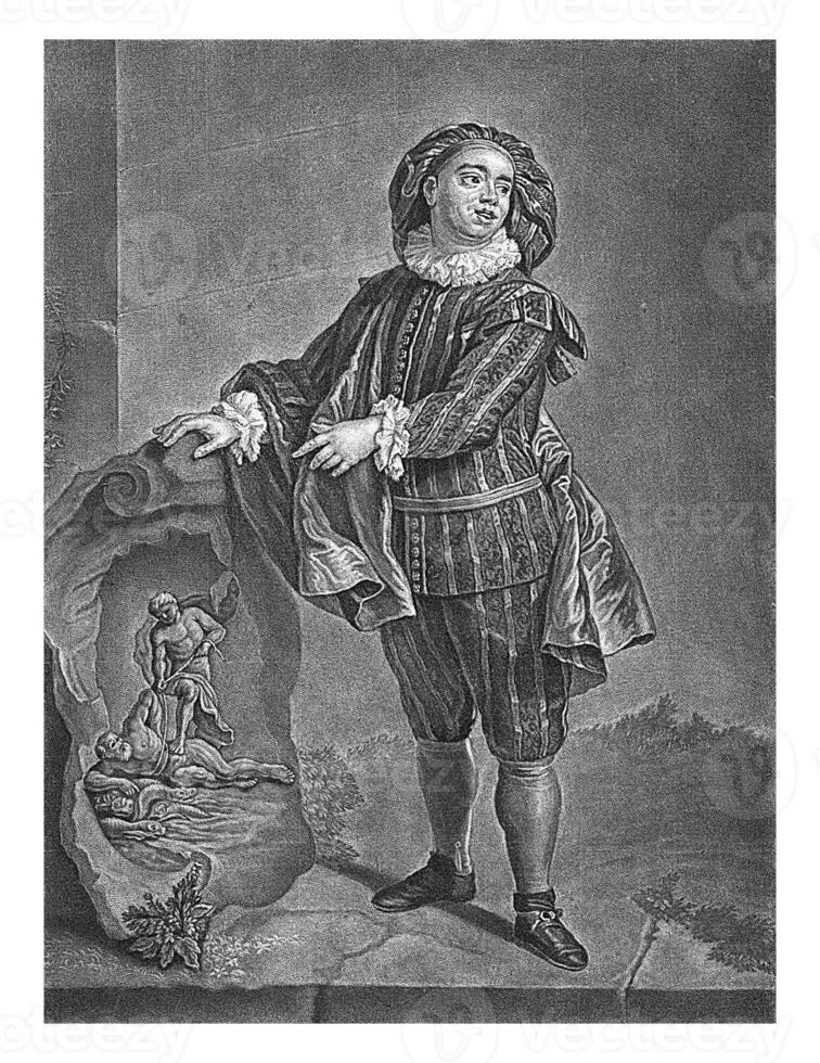 porträtt av angelo konstantini, Jacob gole, efter francois de troy, 1670 - 1724 foto