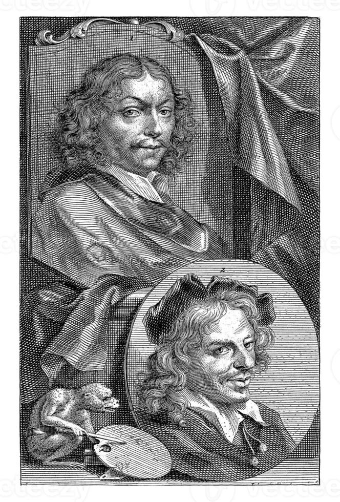 porträtt av frans skåpbil mieris och jan havicksz. steen, Jacob houbraken, 1753 foto