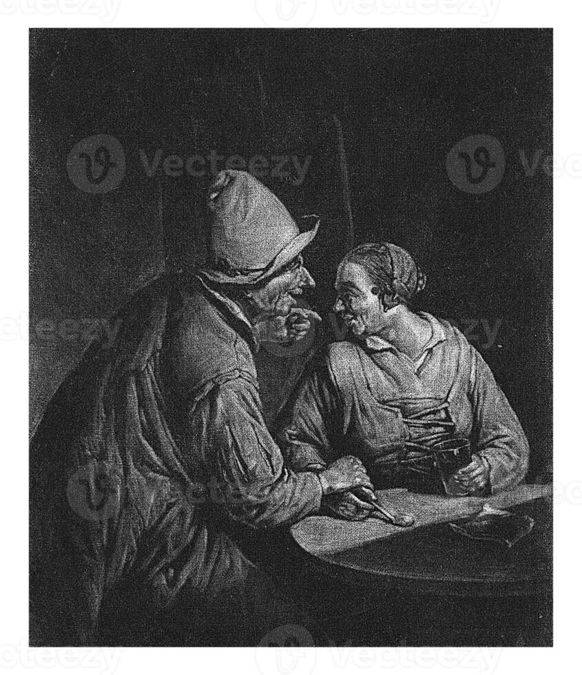 jordbrukare och bondens fru, cornelis dusart, 1685 foto