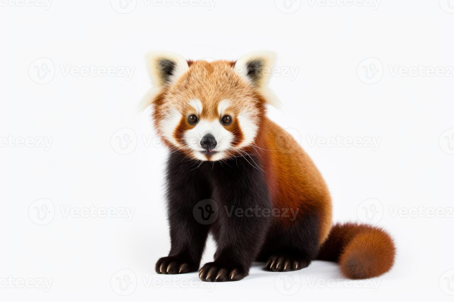 ai genererad röd panda på vit bakgrund foto