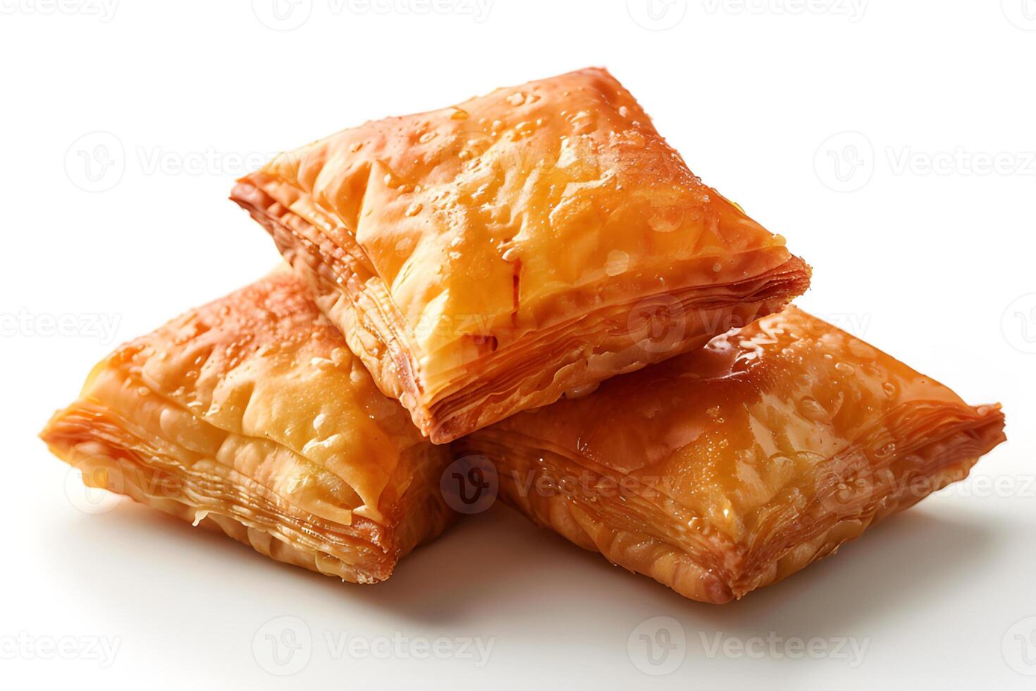 ai genererad baklava isolerat på vit bakgrund. baklava med kött och ost. foto