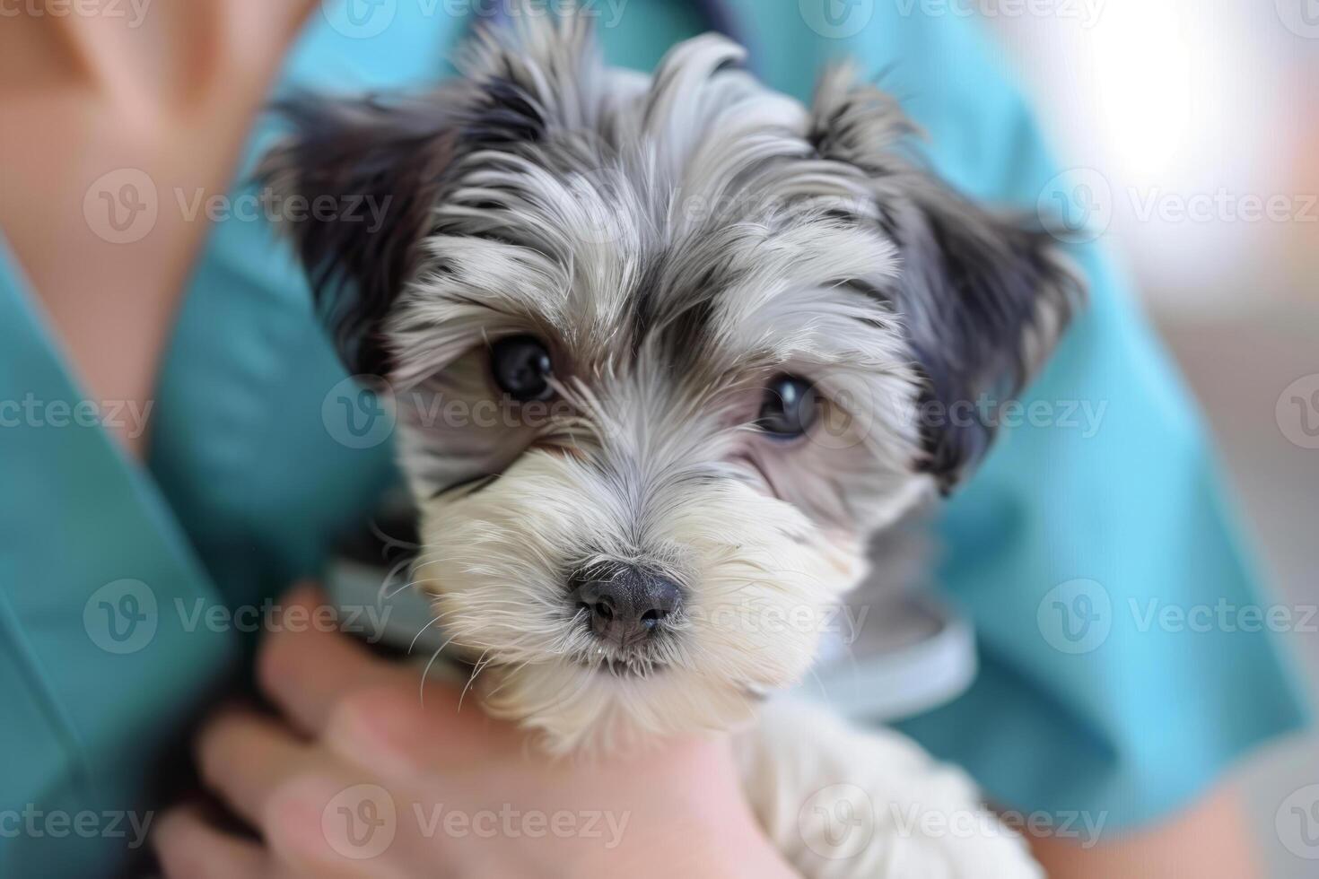 ai genererad veterinär granskning söt valp. sällskapsdjur vård begrepp. generativ ai foto