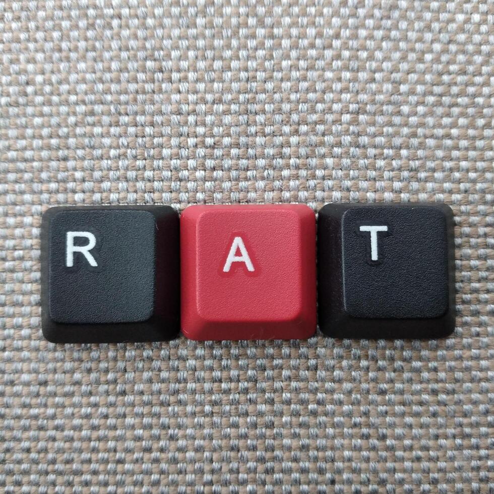 råtta tangentbord knapp på grå bakgrund. råtta är kort för lämna tillbaka på investering. foto