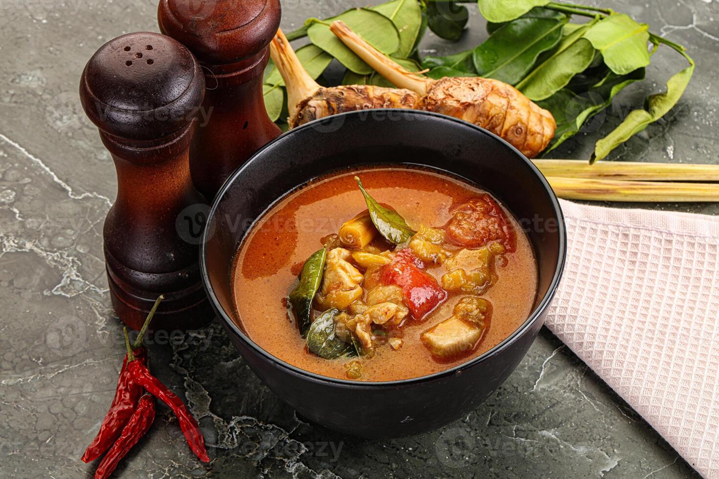 thai traditionell tom yum med kyckling foto