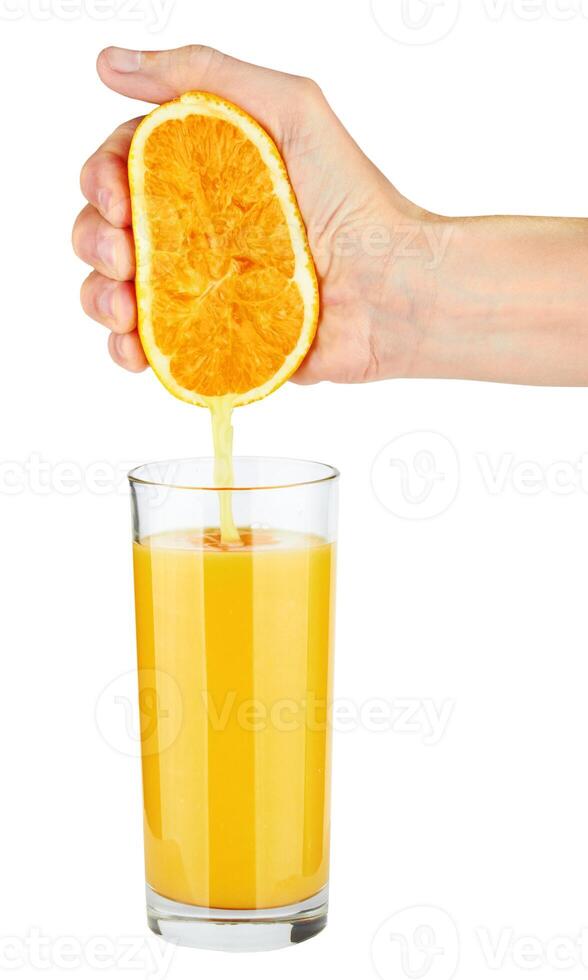 häller orange juice foto