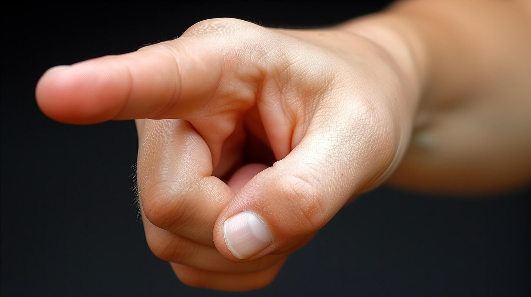 ai genererad närbild av mänsklig hand pekande framåt- foto