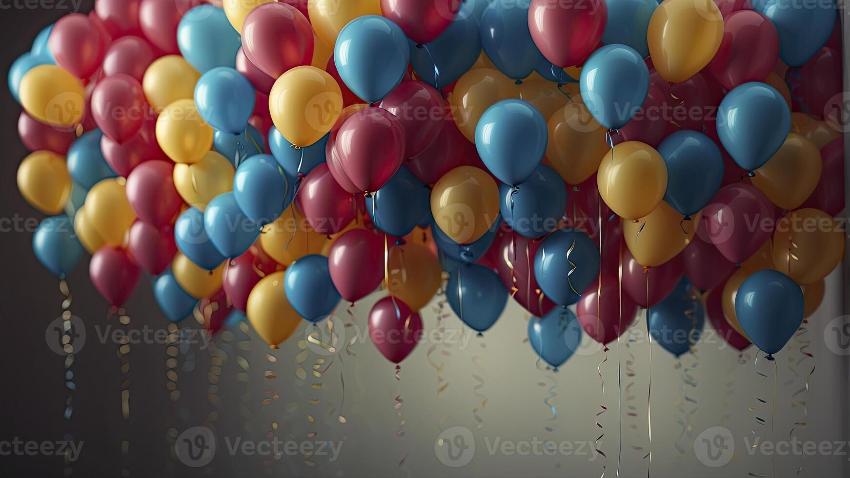 ai genererad färgrik ballonger i de luft, färgrik ballonger bakgrund, färgad ballong tapet, Lycklig bakgrund foto